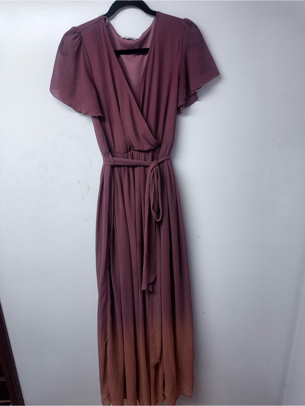 Baltic Born Kristina Maxi Dress Dusty Rose M Slit Wedding Faux Wrap Belted C6 - Picture 6 of 14